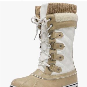 Women's Tan and White Winter Boots